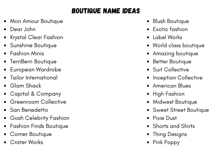 Boutique Name Ideas