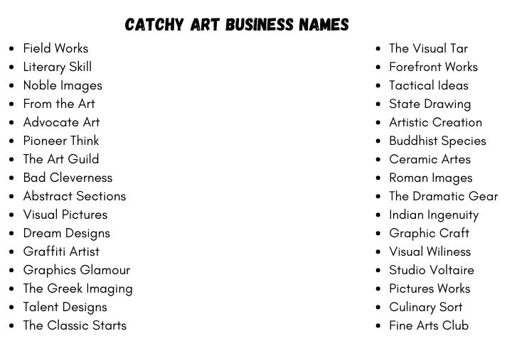 Catchy Art Business Names