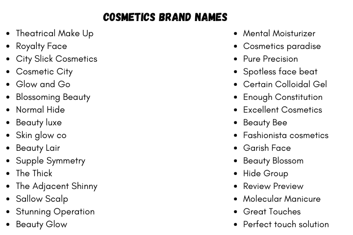 Cosmetics Business Names
