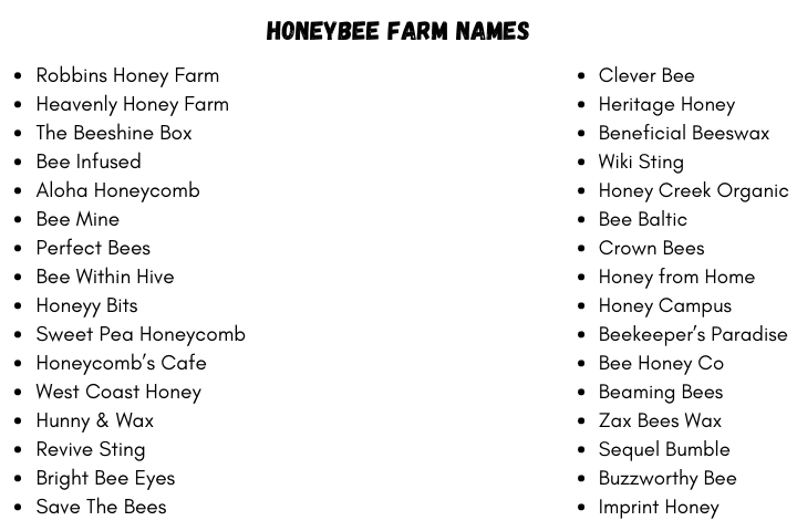 Honeybee Farm Names