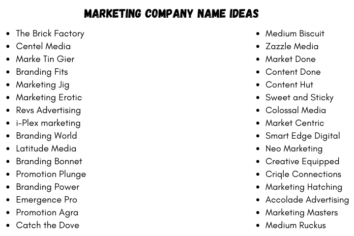 Marketing Company Name Ideas