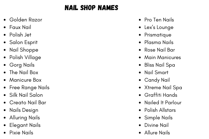 Nail Shop Names