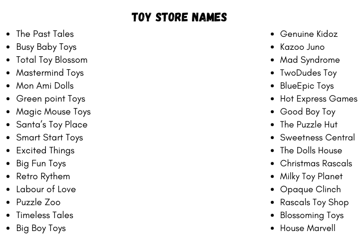 Toy Store Names