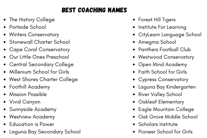Best Coaching Names