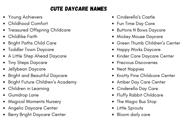 Cute Daycare Names