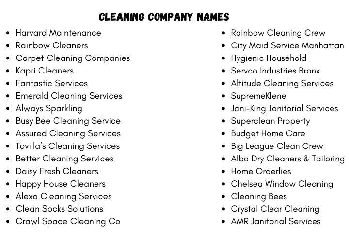 Cleaning Company Names