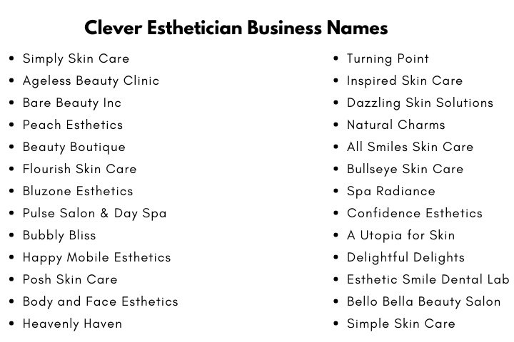 Clever Esthetician Business Names