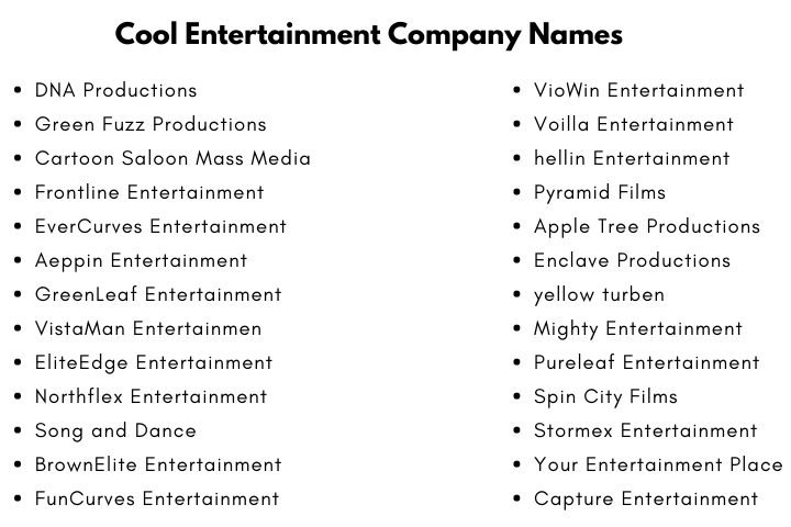 Cool Entertainment Company Names