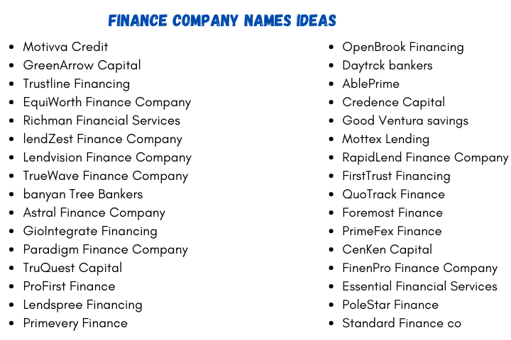 Finance Company Names Ideas