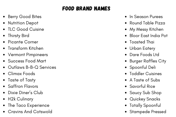 Food Brand Names