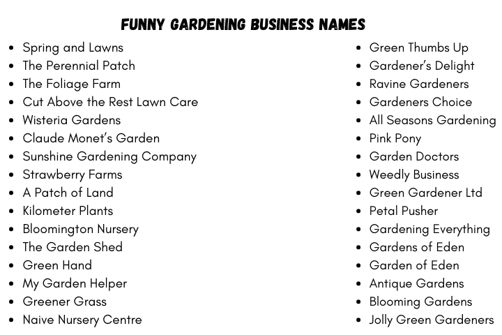 Funny Gardening Business Names