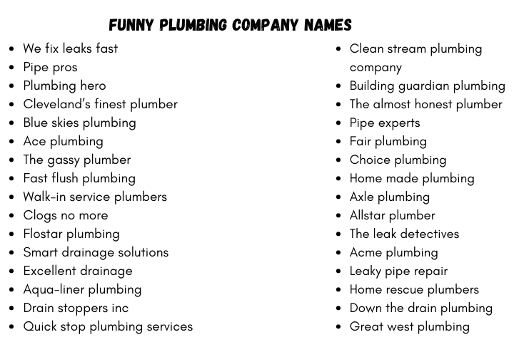 Funny Plumbing Company Names