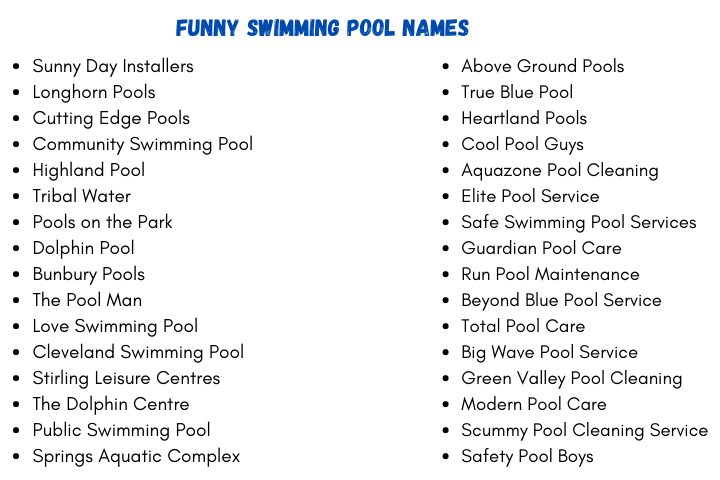Funny Swimming Pool Names