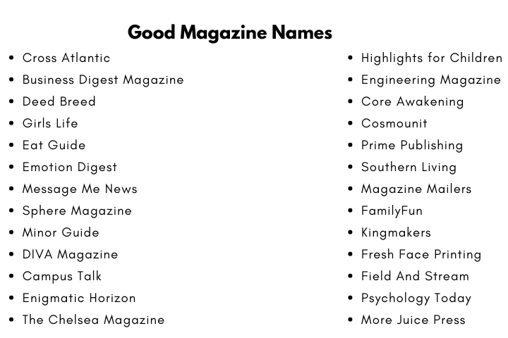 Good Magazine Names