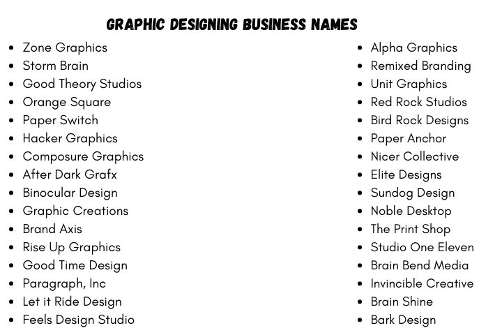 Graphic Designing Company Names