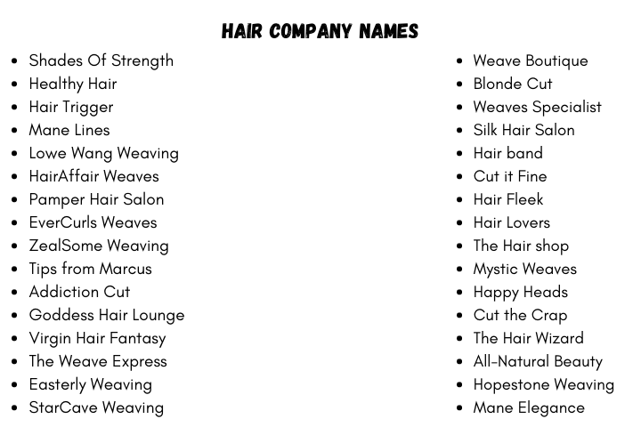 Hair Company Names