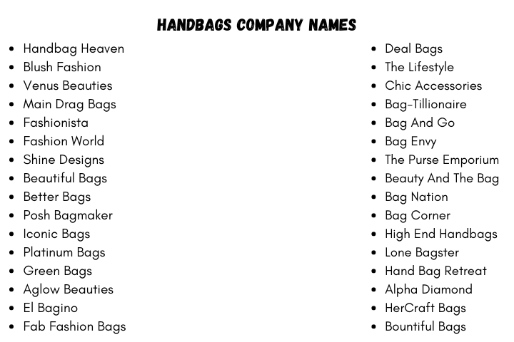 Handbags Company Names