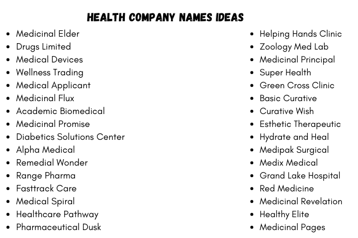 Health Company Names Ideas