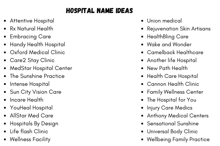 Hospital Business Names