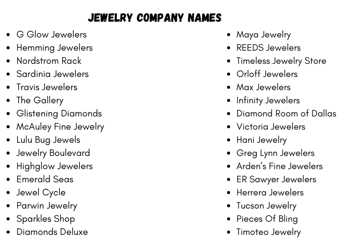 Jewelry Company Names