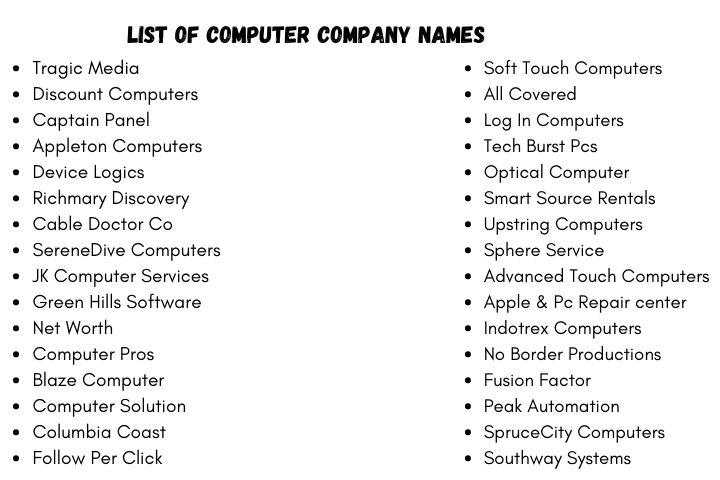 Computer Company Names