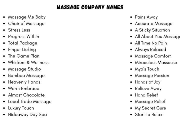 Massage Company Names