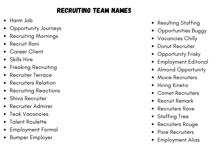 Recruiting Team Names