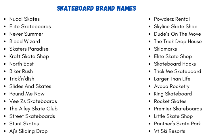 Skateboard Brand Names