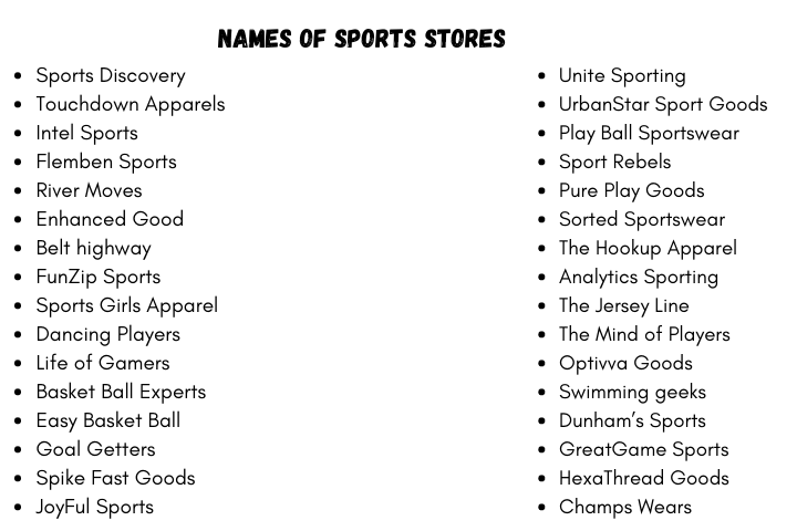 Names of Sports Stores