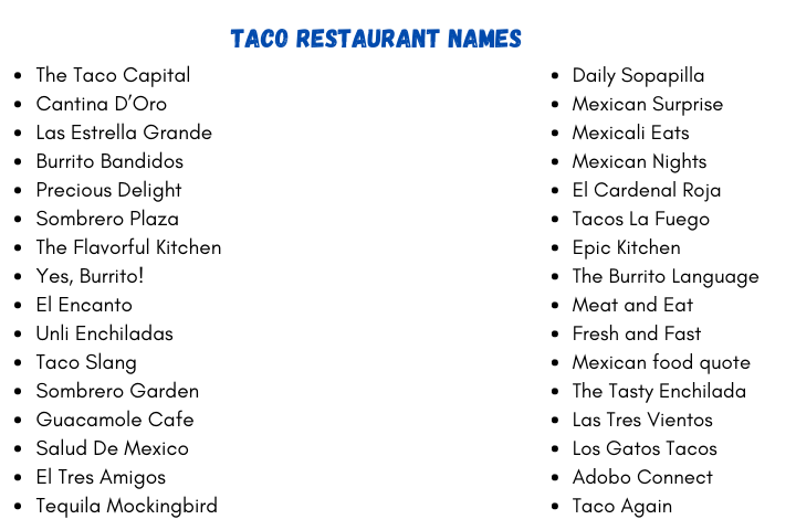 Taco Restaurant Names