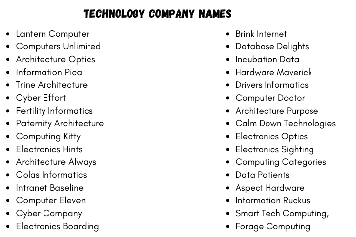 Technology Company Names