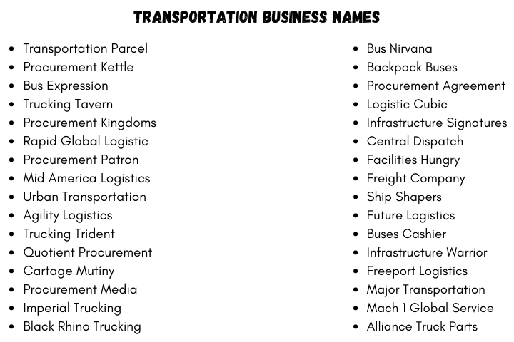Transportation Business Names