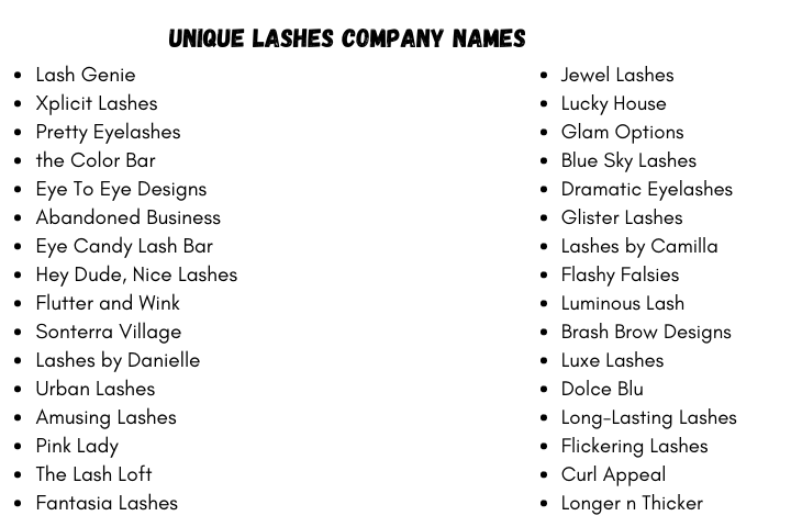 Unique Lash Business Names