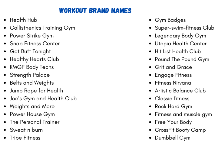 Workout Brand Names
