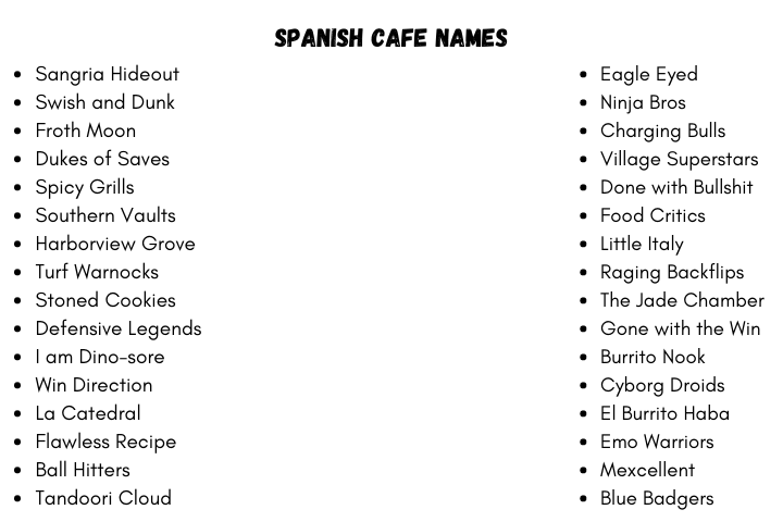 Spanish Cafe Names