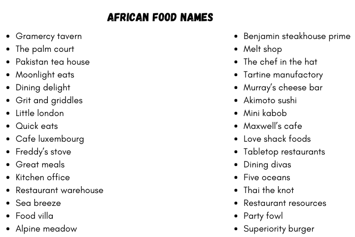 African Food Names
