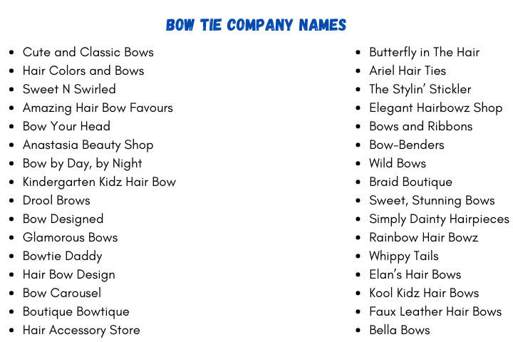 Bow Tie Company Names