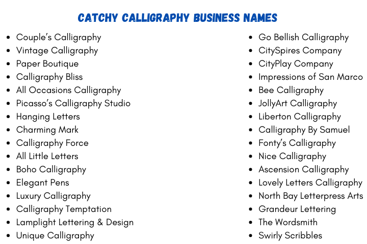 Catchy Calligraphy Business Names