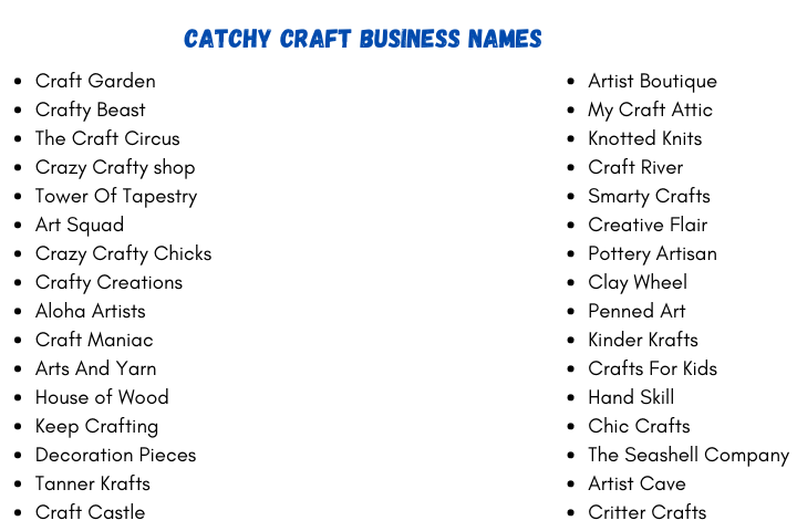 Catchy Craft Business Names
