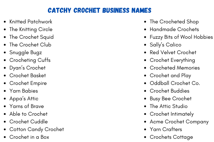 Catchy Crochet Business Names