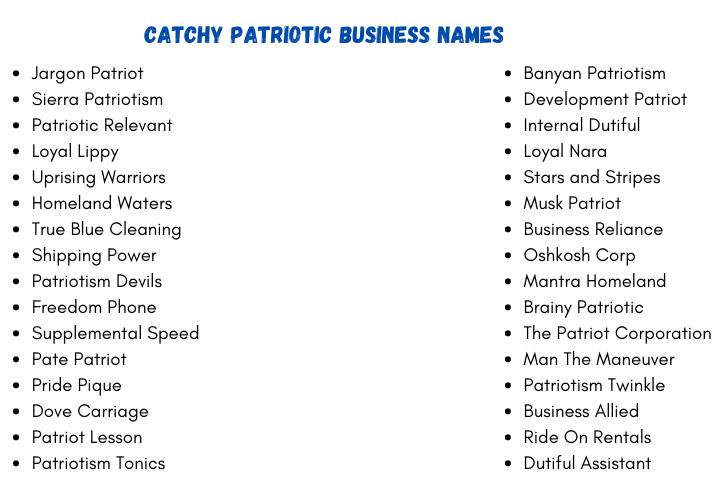 Catchy Patriotic Business Names
