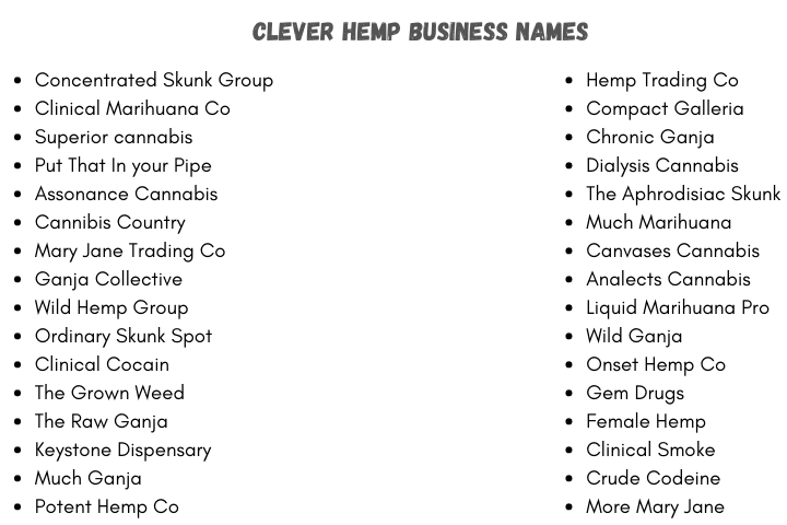 Clever Hemp Business Names