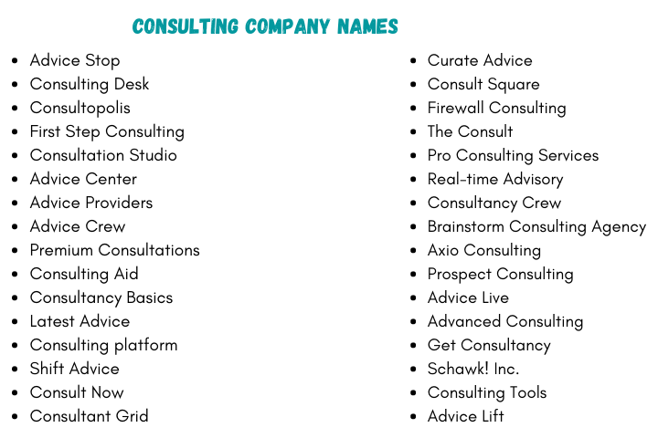 Consulting Company Names