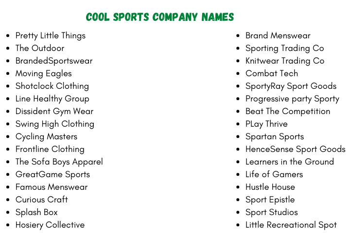 Cool Sports Company Names