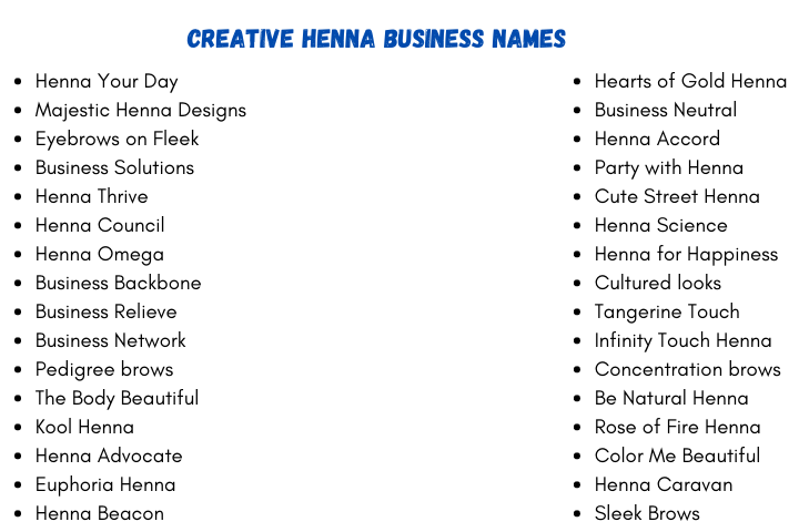 Creative Henna Business Names