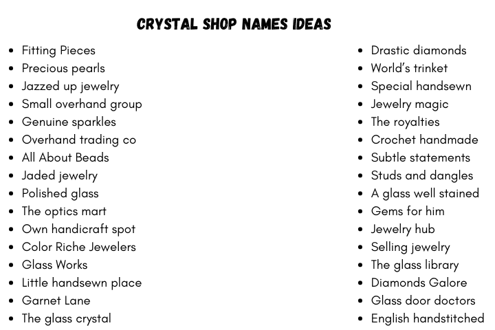 Crystal Shop Names Ideas