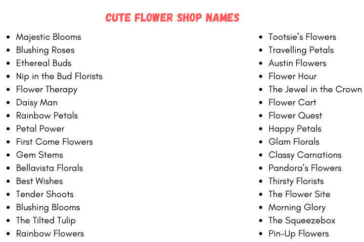 Cute Flower Shop Names