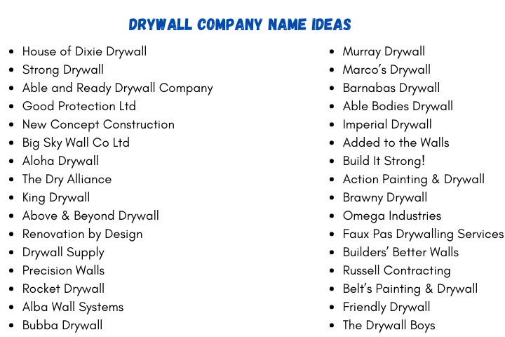 Drywall Company Name Ideas