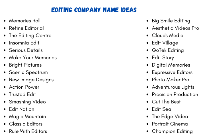 Editing Company Name Ideas