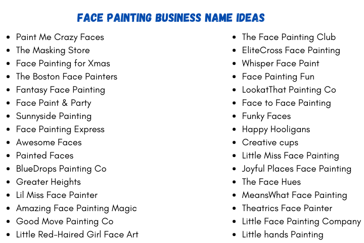 Face Painting Business Name Ideas